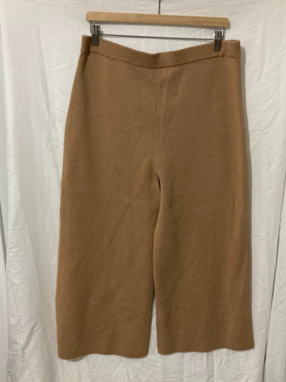 JCrew XL Womens Beight Brown Spa Lounge Pant Cropped Wide Leg Comfort Casual